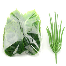 Load image into Gallery viewer, 1 Bouquet/18 leaves Artificial Silk Palm Monstera Leaves Plant for Hawaii Luau Party Decorations Beach Wedding Table Decoration